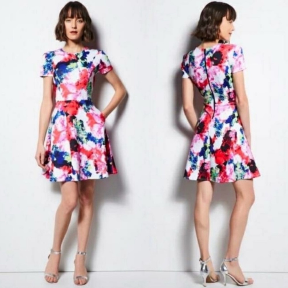 Milly Pink and White Flutter Sleeve Mini Dress for Weddings